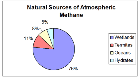 natuurlijke bronnen methaan in atmosfeer