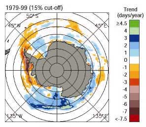 gemiddelde verandering zeeijs seizoen Antarctica