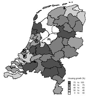 Toename woningaanbod Nederland 1973-2002.